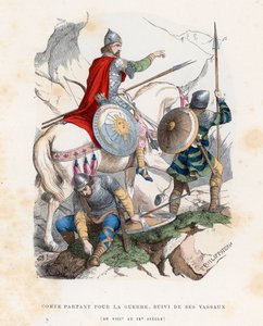 Conte che parte per la guerra, seguito dai suoi vassalli, VIII-IX secolo da French School