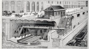 Sezione della stazione Saint Michel a Parigi