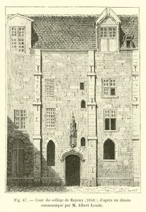 Cortile del collegio di Bayeux, 1848; da un disegno comunicato da Albert Lenoir da French School