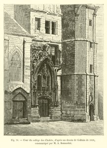 Cortile del collegio dei Cholets, da un disegno di Goblain del 1818, comunicato da Bonnardot