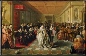 Ballo di corte al Palais du Louvre in occasione delle nozze di Anne, duca di Joyeuse ...