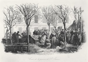 Cortile della prigione di St. Lazare a Parigi, c. 1840 da French School