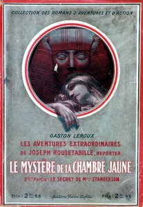 Copertina del libro "Il mistero della camera gialla, 2a parte il segreto di Mlle Stangerson" (avventura di Rouletabille) di Gaston Leroux, ed. Pierre Lafitte da French School