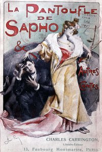 Copertina del romanzo popolare "La pantofola di Saffo e altre storie", ed. Carrington, Parigi, fine XIX secolo - B.N.