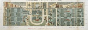 Sezione trasversale del seminterrato del Credit Lyonnais, 19 Boulevard des Italiens, c.1878-82 da French School