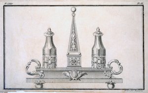 Set di oliere su supporto, da un libro di modelli di disegni di metalli neoclassici di Duhamel, c.1770-80