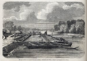 Diga esplosa sulla Senna a Suresnes nel 1866 - Incisione - Le Monde Illustré 1866 da French School
