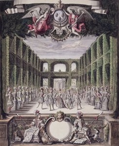 Danza in un giardino formale, da una collezione intitolata Les Menus Plaisirs du Roi