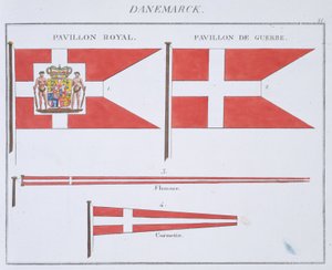 Bandiere danesi, da un libro francese delle bandiere, c.1819 da French School