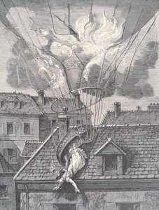 Morte di Madame Blanchard in un incidente aeronautico nel 1819 da French School