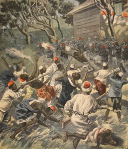Sconfitta del popolo Sakalava, Madagascar, illustrazione da Le Petit Journal: Supplement illustre, 3 aprile 1898