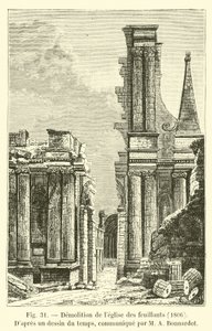 Demolizione della chiesa dei Feuillants, 1806, secondo un disegno dell