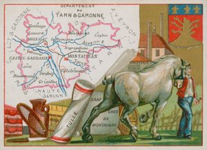 Dipartimento del Tarn e Garonna nel sud-ovest della Francia da French School