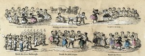 Descrizione delle attività ricreative e dei giochi dei bambini: i giri. Tavola "I giochi dell