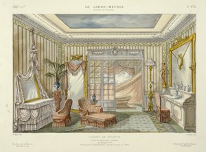 Progetto per una suite da bagno da Le Garde-Meuble, Pub. Parigi, 1890 circa (litografia a colori) da French School