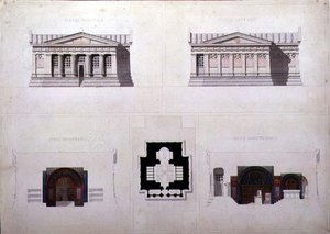 Design per un mausoleo in stile revival greco, c.1835 da French School