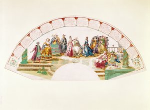 Progetto per un ventaglio che celebra la Danza e il Carnevale delle Nazioni, 1733 da French School