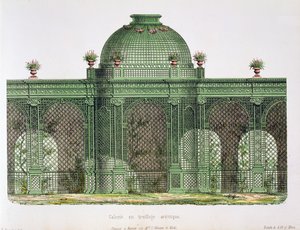 Progetto per una galleria con traliccio ad arcate con una cupola centrale, pubblicato per il Bureau de Moniteur des Menuisiers, Parigi da French School