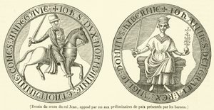 Disegno del sigillo di re Giovanni, da lui apposto ai preliminari di pace presentati dai baroni (incisione)