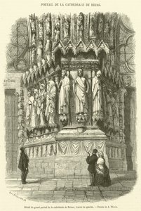 Dettaglio del grande portale della cattedrale di Reims, navata di sinistra da French School