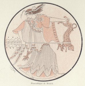 Dettaglio di ceramica greca (litografia a colori)
