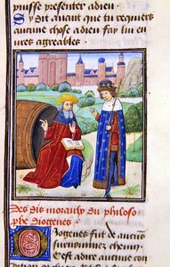 Diogene, da Histoire des Philosophes, fine XV secolo (pergamena) da French School