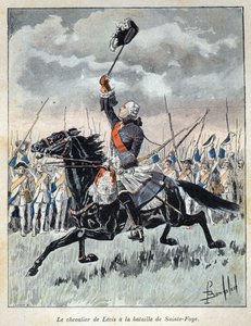Scoperta del Canada: François Gaston detto Chevalier de Levis (1719-1787) incoraggia le sue truppe militari nella battaglia di Saint Foy (Sainte-Foy) il 27 aprile 1760 contro l