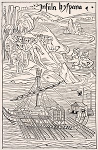 Scoperta di Santo Domingo, Insula Hyspana, da Cristoforo Colombo, facsimile di un
