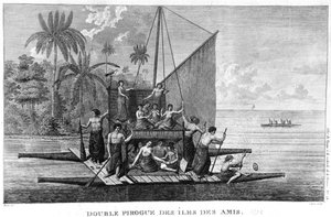Doppia piroga delle Isole Amiche, illustrazione dall