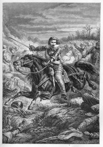 Duca Enrico II di Montmorency (1595-1632) alla battaglia di Castelnaudary nel 1632 - Duca di Montmorency. Combattimento a Castelnaudary - incisione da “L