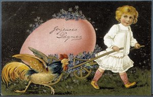 Cartolina di auguri di Pasqua, XX secolo da French School