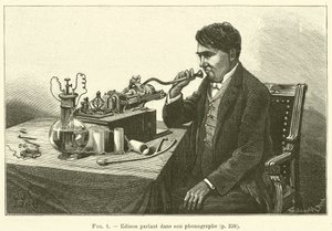 Edison che parla nel suo fonografo da French School