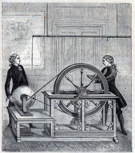 Macchina elettrica (Generatore) di Francis Hauksbee (1666-1713) perfezionata da Boze l