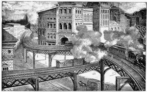 Ferrovie sopraelevate di New York, 1893 da French School