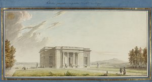 Elevazione prospettica del padiglione di Mde. Du Barry (penna e inchiostro nero con acquerello su carta)