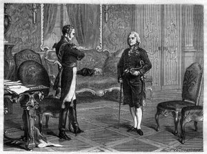 Imperatore Alessandro I di Russia (1777-1825) con Charles Maurice de Talleyrand Perigord (1754-1838) da French School