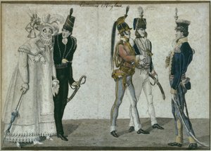 Costumi inglesi, illustrazione da Le Bon Genre, inizio XIX secolo (incisione a colori) da French School