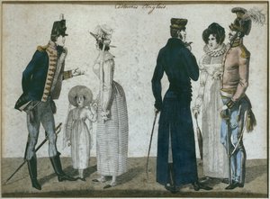 Costumi inglesi, illustrazione da Le Bon Genre, inizio XIX secolo (incisione a colori) da French School