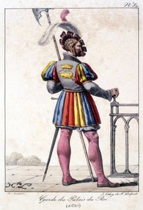 Incisione di una guardia del Palazzo Reale nel 1530