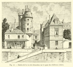 Ingresso della rue de Jerusalem sul quai des Orfevres, 1850 da French School