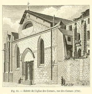 Ingresso della chiesa dei Carmelitani, rue des Carmes, 1780 da French School
