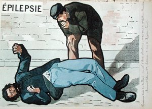 Attacco epilettico causato da alcolismo acuto, dal quadro murale del Dr Galtier-Boissiere sui pericoli dell