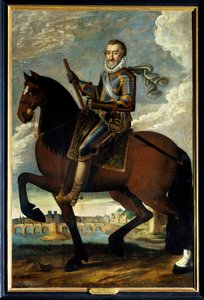 Ritratto equestre di Enrico IV re di Francia davanti al Pont Neuf a Parigi