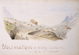Blocchi erratici e rocce al Passo del San Gottardo nelle Alpi svizzere da French School