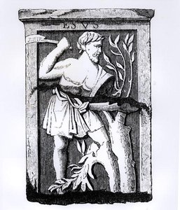 Esus, il grande dio della natura, illustrazione da Science and Literature in the Middle Ages and Renaissance, scritto e inciso da Paul Lacroix, 1878
