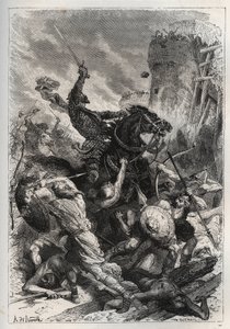 Eudes (Odone) (860-898), re dei Franchi, guida la battaglia contro i Normanni e difende vittoriosamente Parigi (860-887) - "La storia della Francia raccontata ai miei nipoti" - di François Guizot - 1872-1876 da French School