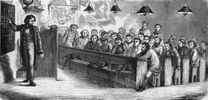 Lezione serale in una scuola pubblica per adulti a Parigi nel 1858 da French School
