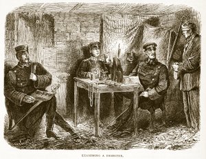 Esaminando un disertore, illustrazione da Cassells History of the War between France and Germany, 1870-1871 da French School