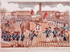 Esecuzione di Maria Antonietta, Regina di Francia, Place de la Révolution, Parigi, 16 ottobre 1793 (incisione) da French School