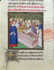 Esumazione e Canonizzazione di San Luigi (1215-70) nel 1297, da Les Grandes Chroniques de France